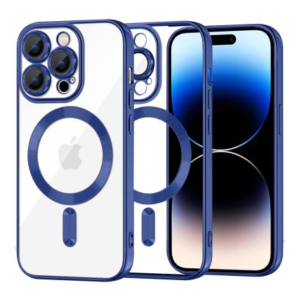 Techsuit Luxusný Krištáľový MagSafe iPhone 14 Pro Tmavomodrý