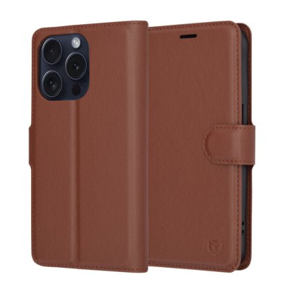 Techsuit Kožené Folio iPhone 15 Pro Hnedé