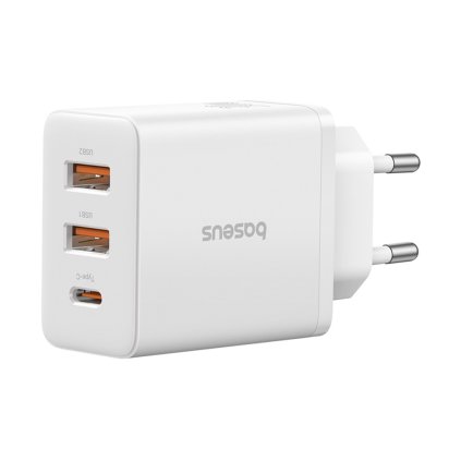 Baseus Sieťová nabíjačka GaN 2x USB Type-C Rýchle nabíjanie 30W Biela