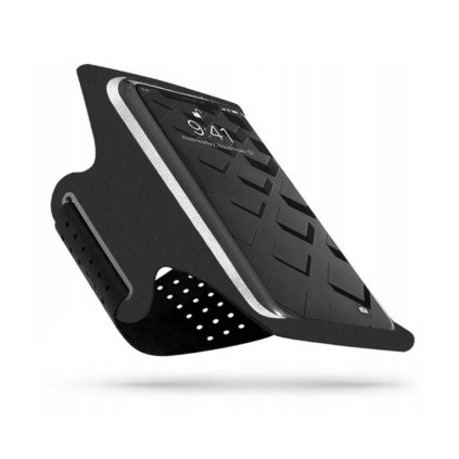 Techsuit Športová páska TH10 klipy na slúchadlá telefóny max 7" Čierna Sivá