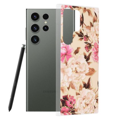 Techsuit Mramorová séria Samsung Galaxy S23 Ultra Mary Berry Nude