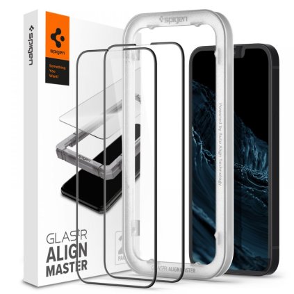Spigen Glas.tR Align Master 2 balenie iPhone 13 13 Pro 14 16e Čierna