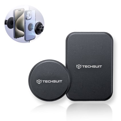 Techsuit 2ks Kovová doštička MP02 PU koža kryt Čierna