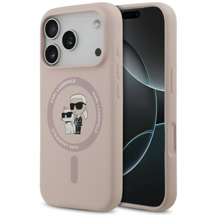 Karl Lagerfeld Silicone Ring MagSafe iPhone 17 Pro ružová Karl&Choupette