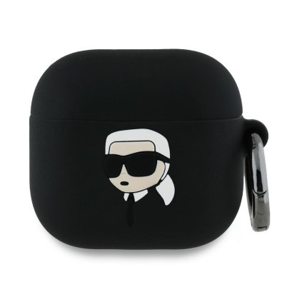 Karl Lagerfeld Silicone Karl Head 3D puzdro pre Apple AirPods 4 čierne