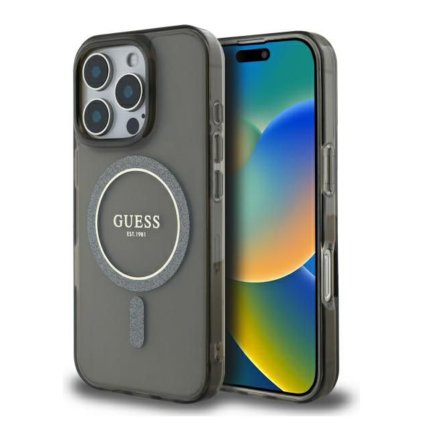 Guess IML Glitter Circle MagSafe GUHMP16LHFGEREK iPhone 16 Pro čierna