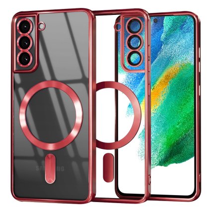 Techsuit Luxusný Kryštál MagSafe Samsung Galaxy S21 FE 5G Červený