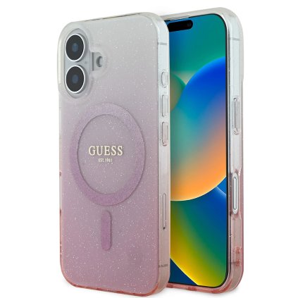 Guess IML Glitter Gradient MagSafe iPhone 16 ružová
