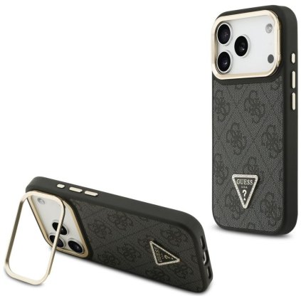 Guess Hardcase 4G Triangle Logo MagSafe so stojanom iPhone 17 Pro čierny