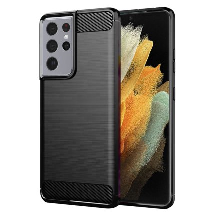 Techsuit Karbónový silikón Samsung Galaxy S21 Ultra 5G Čierny