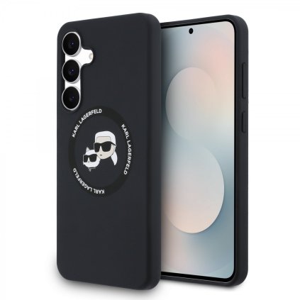 Zadný kryt Karl Lagerfeld Liquid Silicone K&CH Heads MagSafe pre Samsung Galaxy S25 FE Black