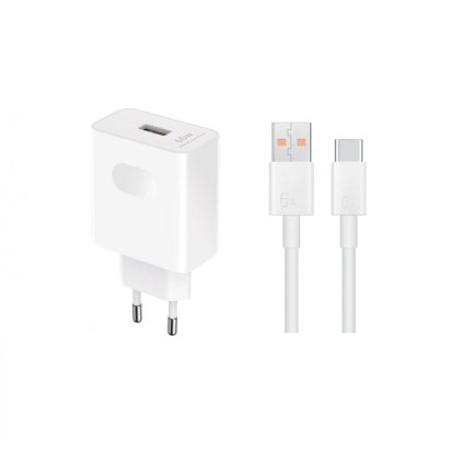 Cestovná nabíjačka HN-110600E00 Honor Originál 66W + USB-C Dátový Kábel Biela