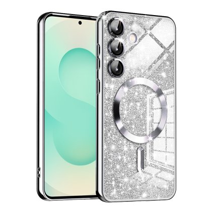 Techsuit Luxury Glitter MagSafe pre Samsung Galaxy S25 Plus strieborná