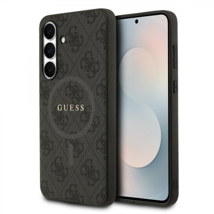 Zadný kryt Guess PU Leather 4G Colored Ring MagSafe pre Samsung Galaxy S25 FE Black