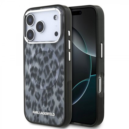 Zadný kryt Karl Lagerfeld IML Leopard MagSafe pre iPhone 17 Pro Sivý