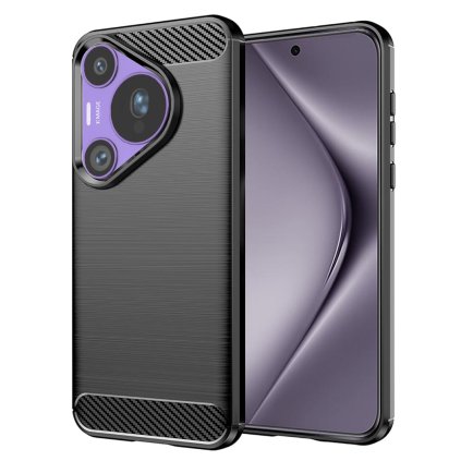 Techsuit Karbón Silikón Huawei Pura 70 Pro Čierna