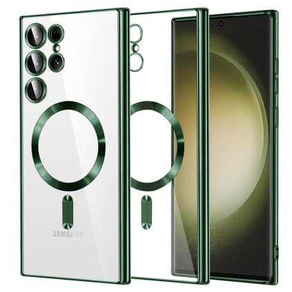 Techsuit - luxusný krištáľový MagSafe - Samsung Galaxy S23 Ultra - tmavozeleny