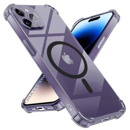 Techsuit - nárazuvzdorný priehľadný silikónový MagSafe - iPhone 14 Pro - dymovo čierna