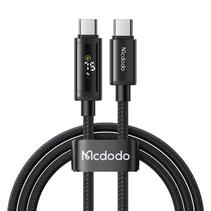 Mcdodo – dátový kábel (CA-8000) – USB-C na USB-C, duálny LED displej, 100W, rýchle nabíjanie, 1,2m – čierny