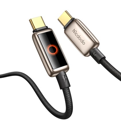 Mcdodo – dátový kábel (CA-6681) – s dýchajúcim svetelným LED displejom, USB-C na USB-C, automatické vypnutie, 100W, 1,2m – Desert Gold