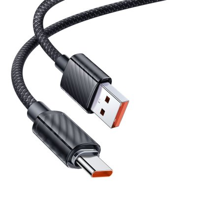 Mcdodo – dátový kábel (CA-3650) – Type-C na USB-A, transparentný dizajn, 100W, 1,2m – čierny