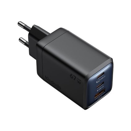 Mcdodo - nástenná nabíjačka Gana Mini Séria (CH-0970) - 2x USB-C, 1x USB-A, 67W, technológia GaN - čierna