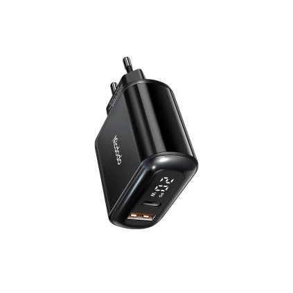 Mcdodo - nástenná nabíjačka séria Chocolate (CH-7170) - USB-C/A, 20W, digitálny displej, PD + QC - čierna