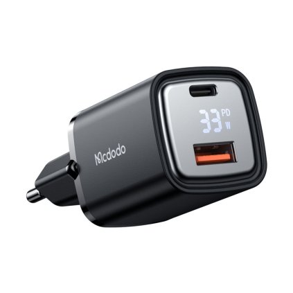Mcdodo - nástenná nabíjačka Graphite Series (CH-1701) - USB-A, USB-C, 33W, rýchlonabíjačka, digitálny displej - čierna