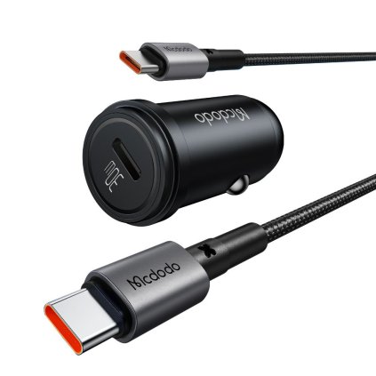 Mcdodo - nabíjačka do auta Obsidian Series (CC-7493) - s káblom typu C, PD30W, Smart IC, mini veľkosť, 1,2m - čierna