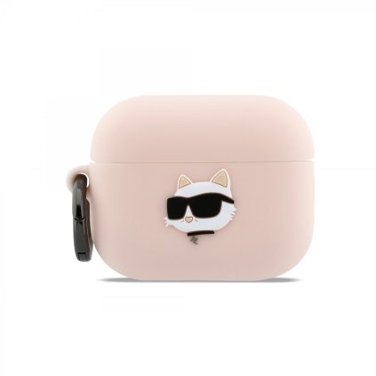 Silikónové puzdro Karl Lagerfeld 3D Logo NFT Choupette Head pre AirPods Pro 3 Pink