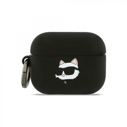 Silikónové puzdro Karl Lagerfeld 3D Logo NFT Choupette Head pre AirPods Pro 3 Čierne