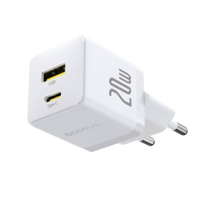 Adaptér Baseus Palm Rýchly USB-A + USB-C 20W Biely