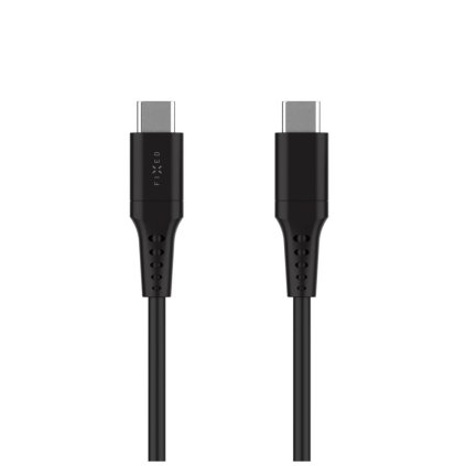 Krátky nabíjací a dátový Liquid silicone kábel FIXED s konektormi USB-C/USB-C a podporou PD, 0.3m, USB 2.0, 60W, čierny