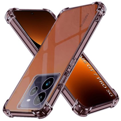 Techsuit Odolný voči nárazom priehľadný silikón Realme GT 7 Pro dymovo čierny