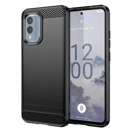 Techsuit Karbón Silikón Kryt Nokia X30 Čierny