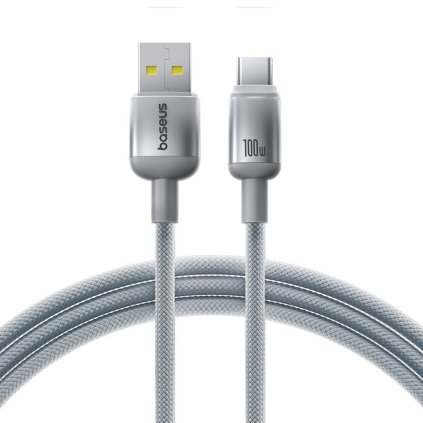 Baseus - dátový kábel Discolor (E0420802) - USB-A na USB-C, 100W, 480Mbps, 1m - strieborný