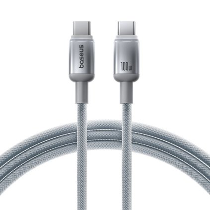 Baseus - dátový kábel Discolor (E0420703) - USB-C na USB-C, 100W, 2m - strieborný.