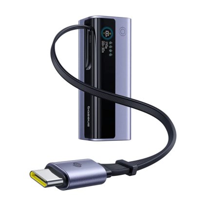 Baseus - powerbanka EnerGeek GR11 (E0027B01) - s výsuvným USB-C káblom, 20000mAh, 145W - sivá