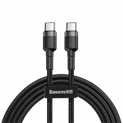 Baseus - (balenie 2 ks) dátový kábel Cafule (E0418500) - rýchlonabíjanie, USB-C na USB-C, 60W, 2m - čierna / sivá