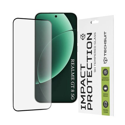 Techsuit - 111D celoplošné / celolepiace sklo - Realme GT 8 Pro - čierne