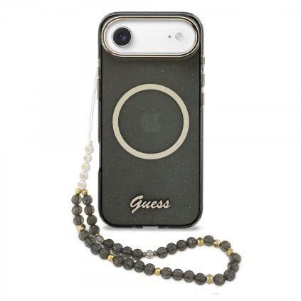 Zadný kryt Guess IML Glitter Script Strap MagSafe pre iPhone Air black