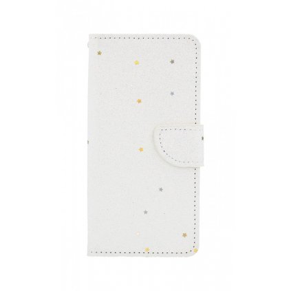Flipové puzdro na Huawei Y5 2018 glitter biele s hviezdičkami