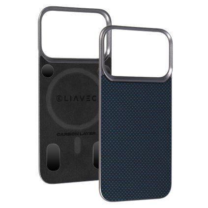 Aramidový kryt Liavec Carbon Layer MagSafe pre iPhone 17 Pro modrý