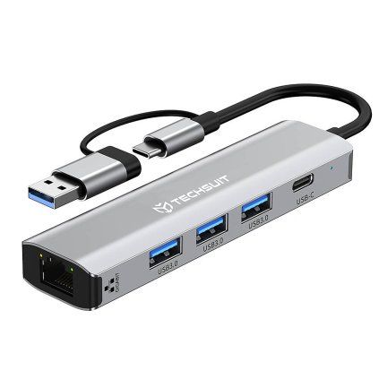 Techsuit Dokovacia stanica BoostNetLink 5v1 (H3) USB Type-C sivá