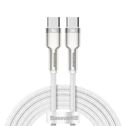 Dátový kábel Baseus Cafule Metal Series USB-C na USB-C 100W 2m biely