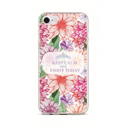Zadný silikónový kryt na iPhone 7 Keep Calm Flowers 2