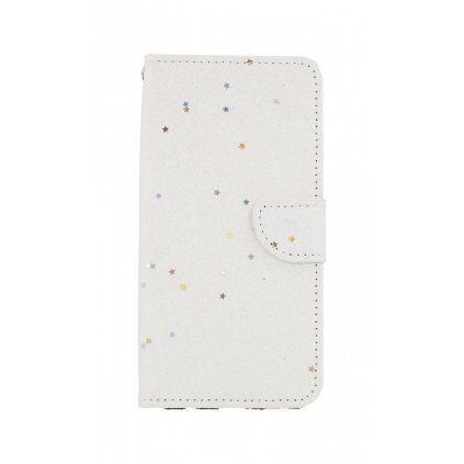 Flipové puzdro na Honor 8X glitter biele s hviezdičkami