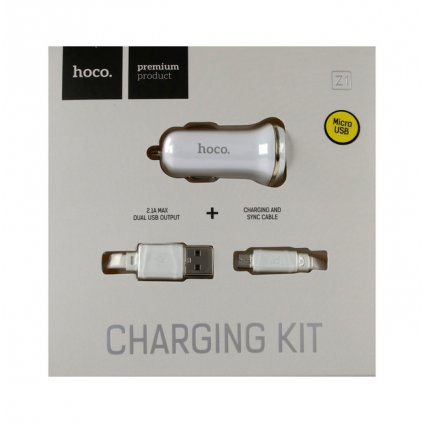 Nabíjačka do auta HOCO Z1 micro USB Dual 2.1A biela