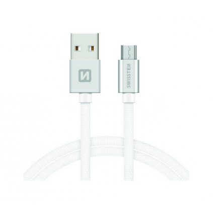 Dátový kábel Swissten microUSB 2m strieborný