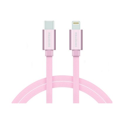 Dátový kábel Swissten USB-C / Lightning 1,2m ružový